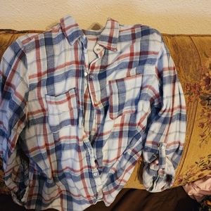 Plaid long sleeve button up